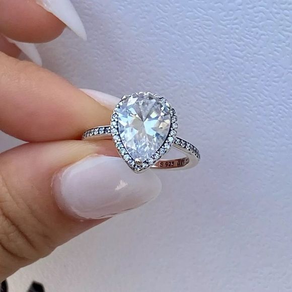 Pandora Jewelry - NWT Water Drop 925 Sterling Silver and Zirconia Promise Ring Size 9